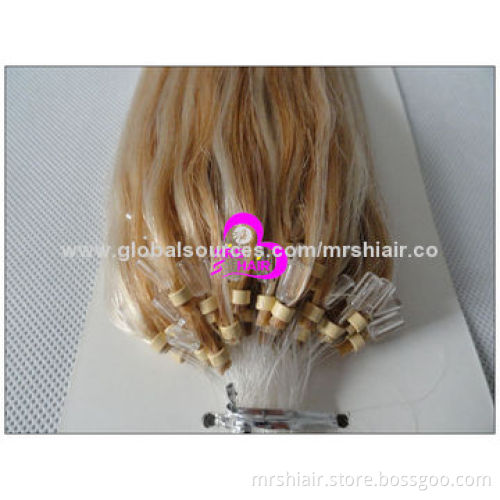 22-inch Piano Color 12#/22# Silk Straight Micro Loop Ring Hair Extensions